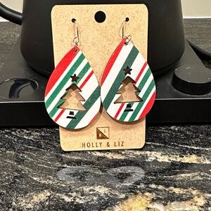 Holiday Tree Earrings - Red, Green, White